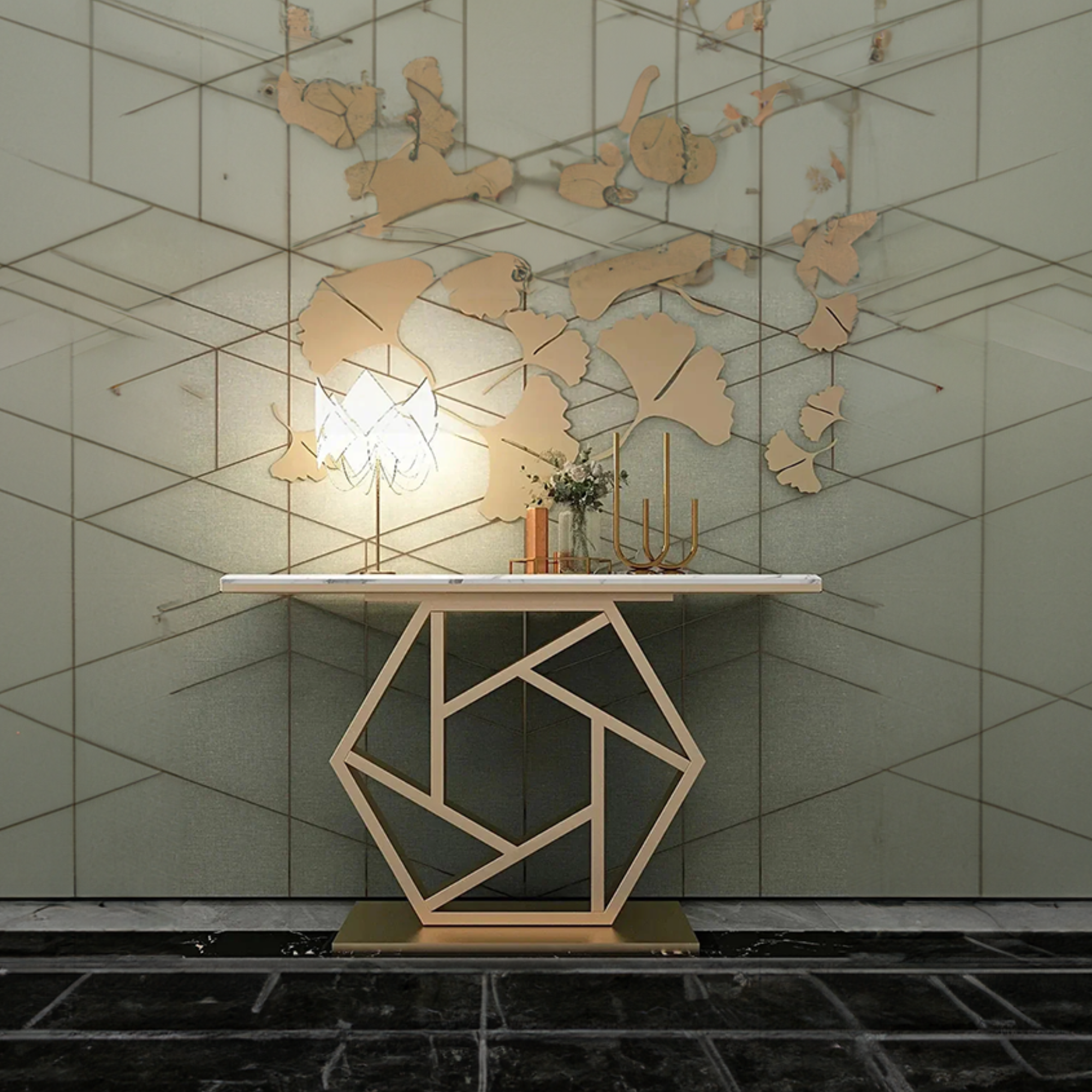 Console Table In Hexagonal Design