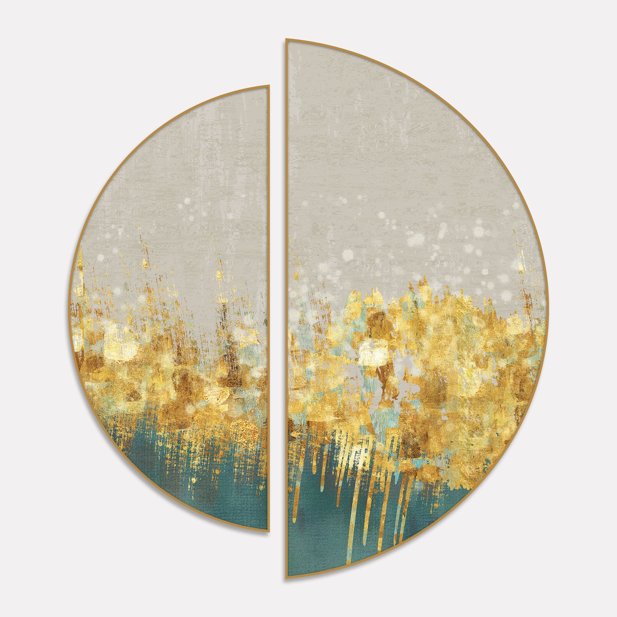 Golden Texture Art Semi Circle Frames Set Of 2