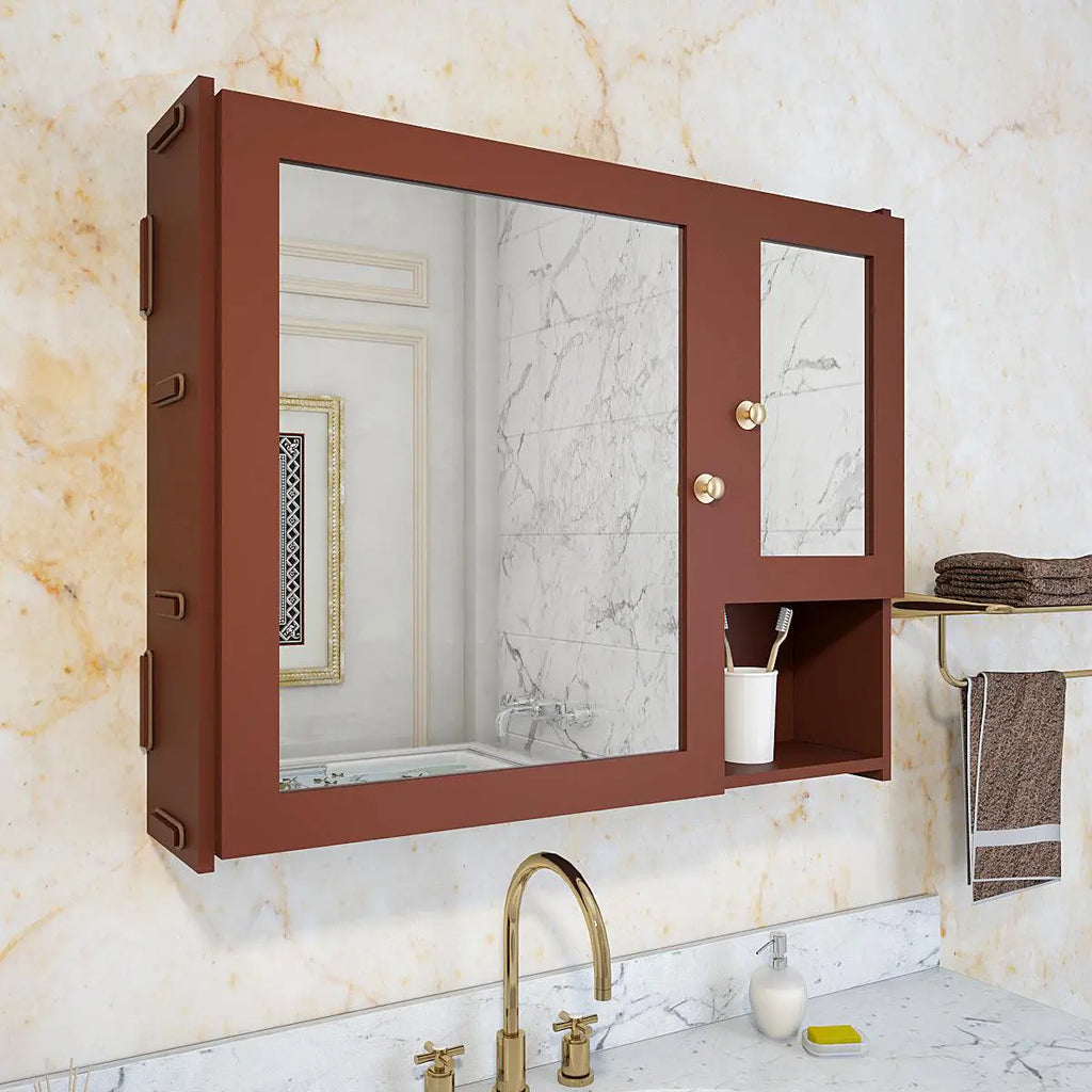 Luxury Stylish Wooden Bathroom Storage Cabinet with Mirrors