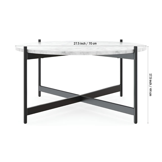 Minimalist Matte Finish Black Metal Centre Table In Criss Cross Design