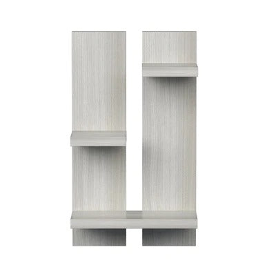 Rectangular Shaped Wooden Wall Shelves with White Finish