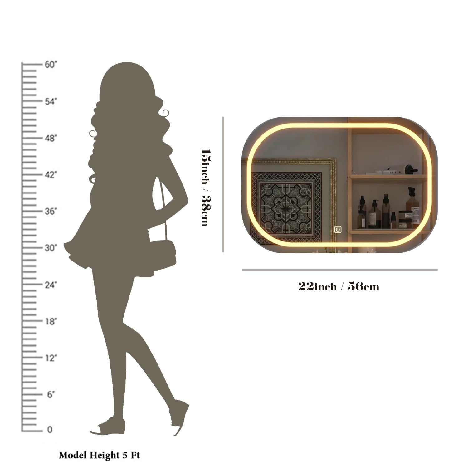 Design LED Curved Rectangle Bathroom Mirror