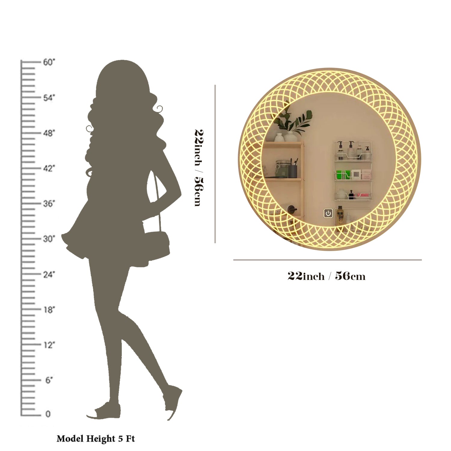 Designed Round Shape Bathroom LED Mirror