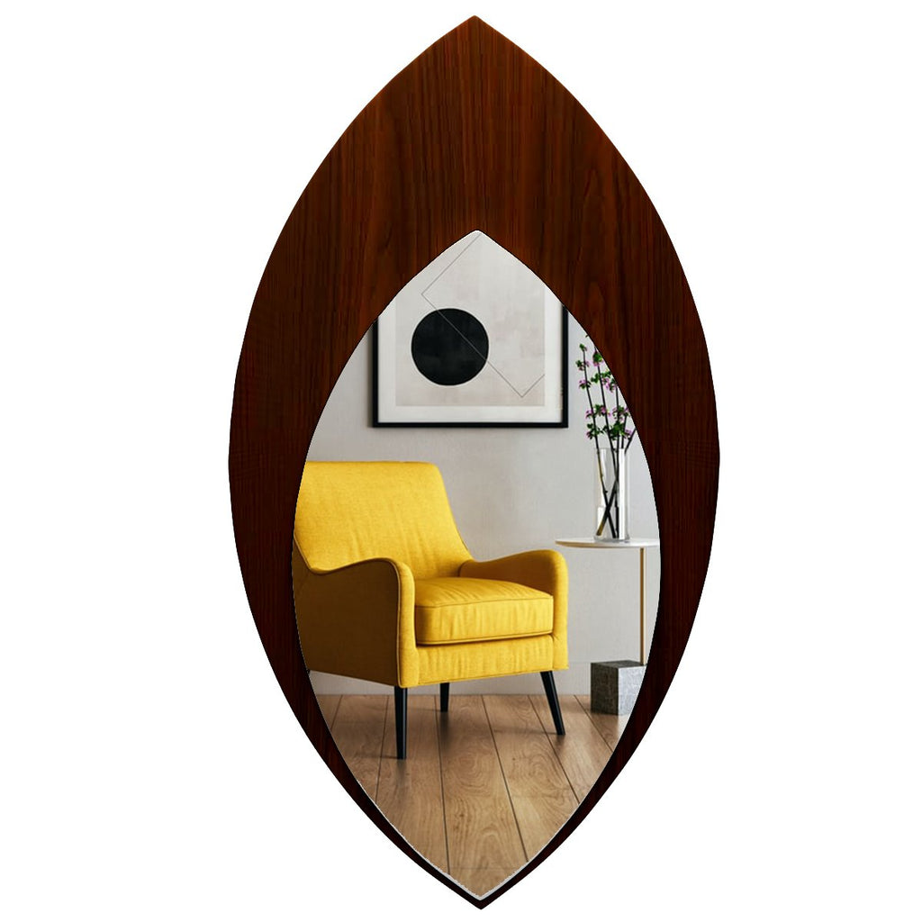 Leaf Shape Decorative Wooden Wall Mirror