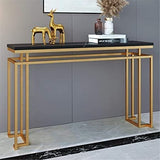 Home Decor Modern Luxury Black Marble Console Table with Metal Finish