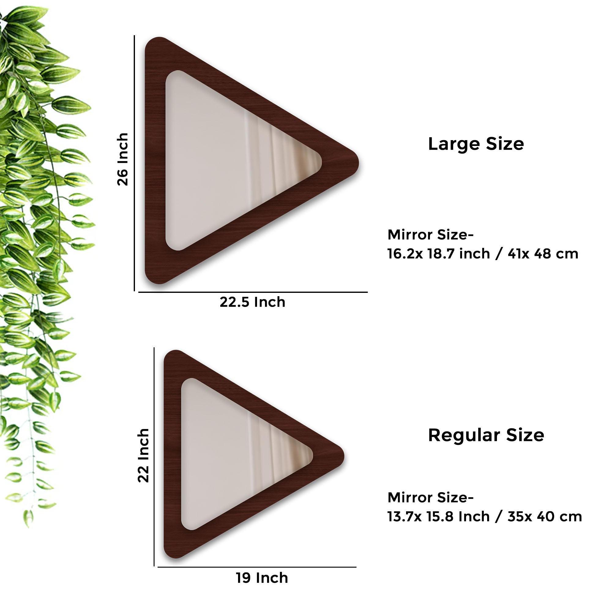 Triangle Shaped Decorative Wooden Wall Mirror