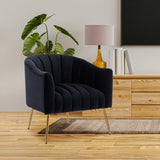 Modern Tufted Black Velvet Sofa Lounge Chair