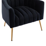 Tufted Black Velvet Sofa Lounge Chair
