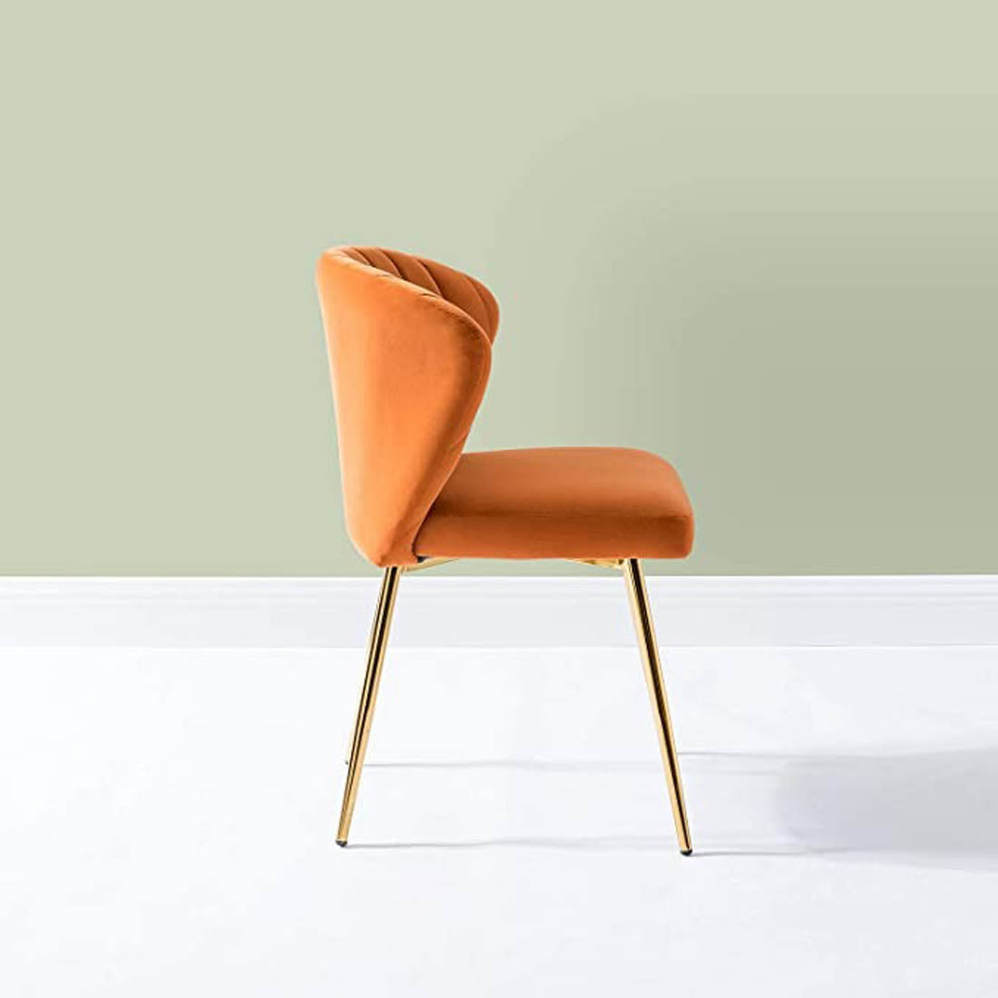 Orange Velvet Tufted Luxurious Lounge Chair