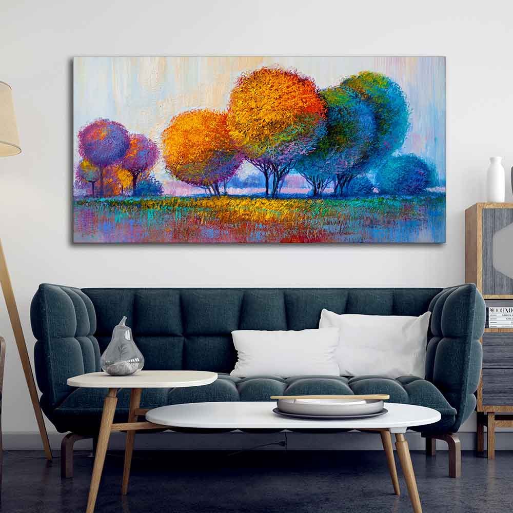 Canvas Wall Painting of Beautiful Colorful Trees