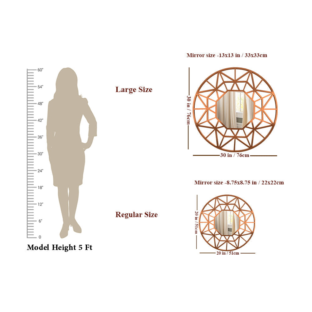 Cut Copper Finish Designer Wall Mirror