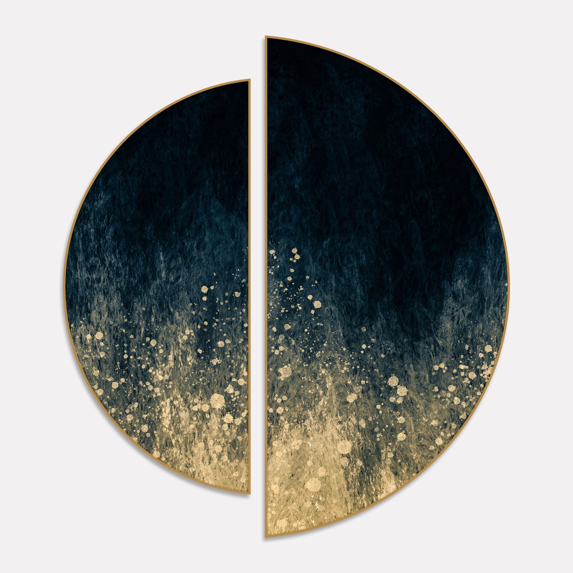 Golden Splash Art Semi Circle Frames Set Of 2