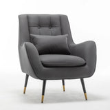 Premium Grey Thick Padded Velvet Sofa Lounge Chair with Cushion