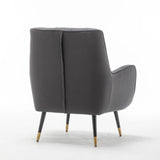 Premium Grey Velvet Sofa Lounge Chair with Cushion
