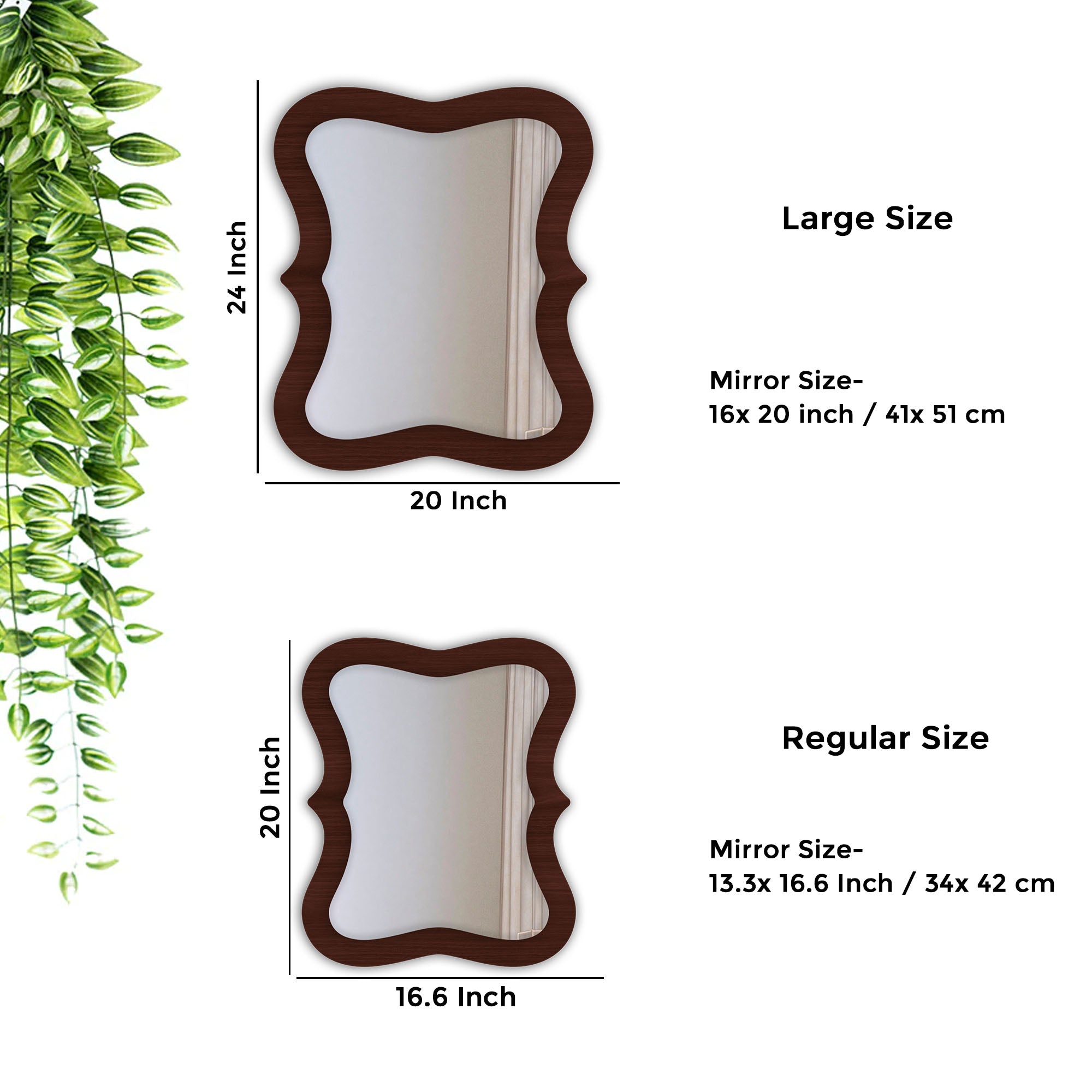 Wavy Shaped Wooden Wall Mirror