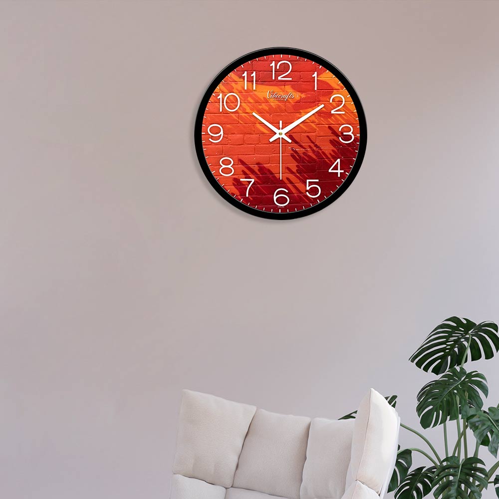 Red Bricks Two Colors Shaded Designer Wall Clock