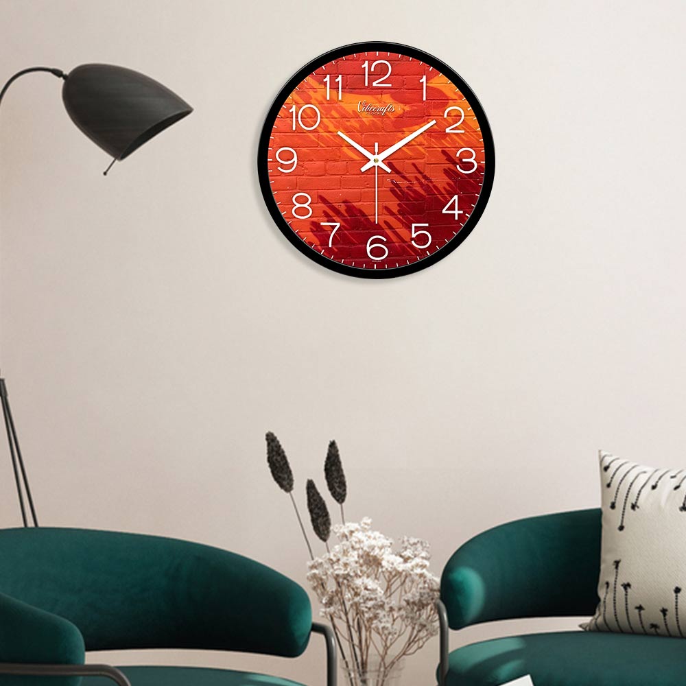Red Bricks Two Colors Shaded Designer Wall Clock