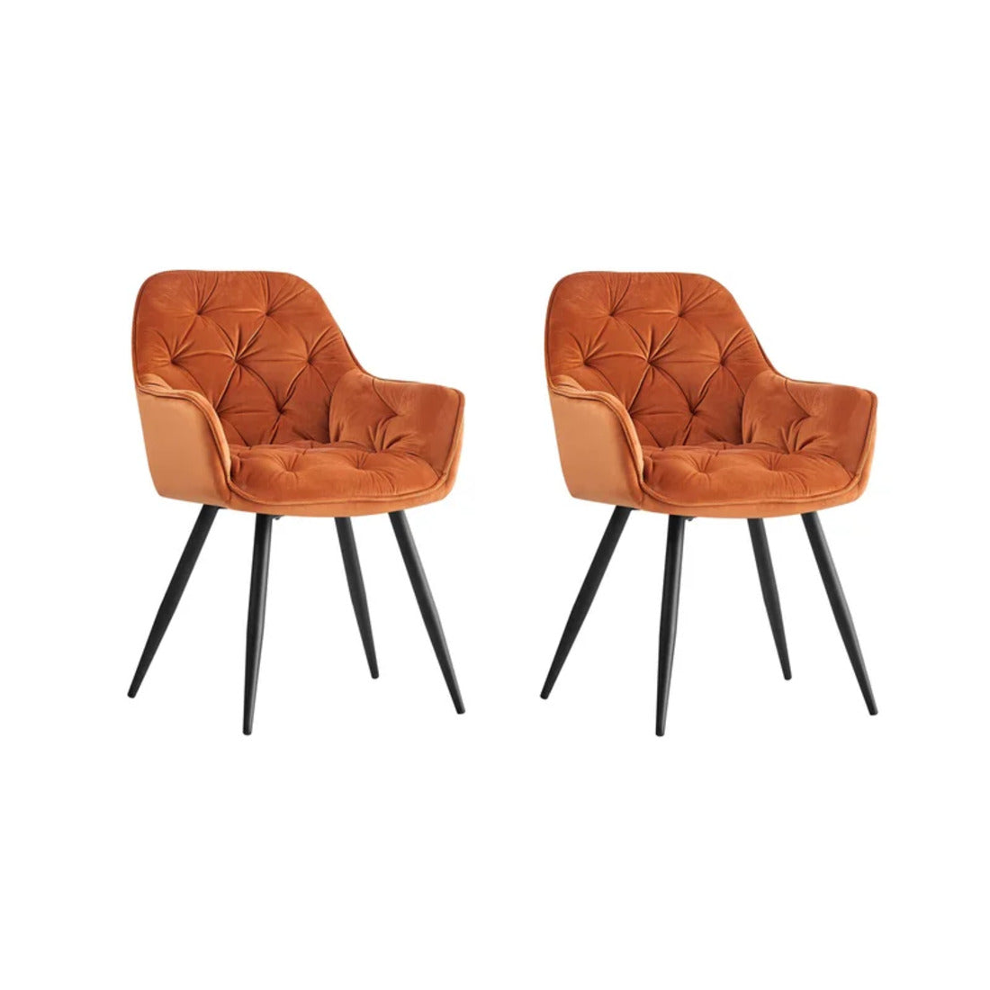 Orange Comfy Padded Tufted Premium Velvet Lounge Chair