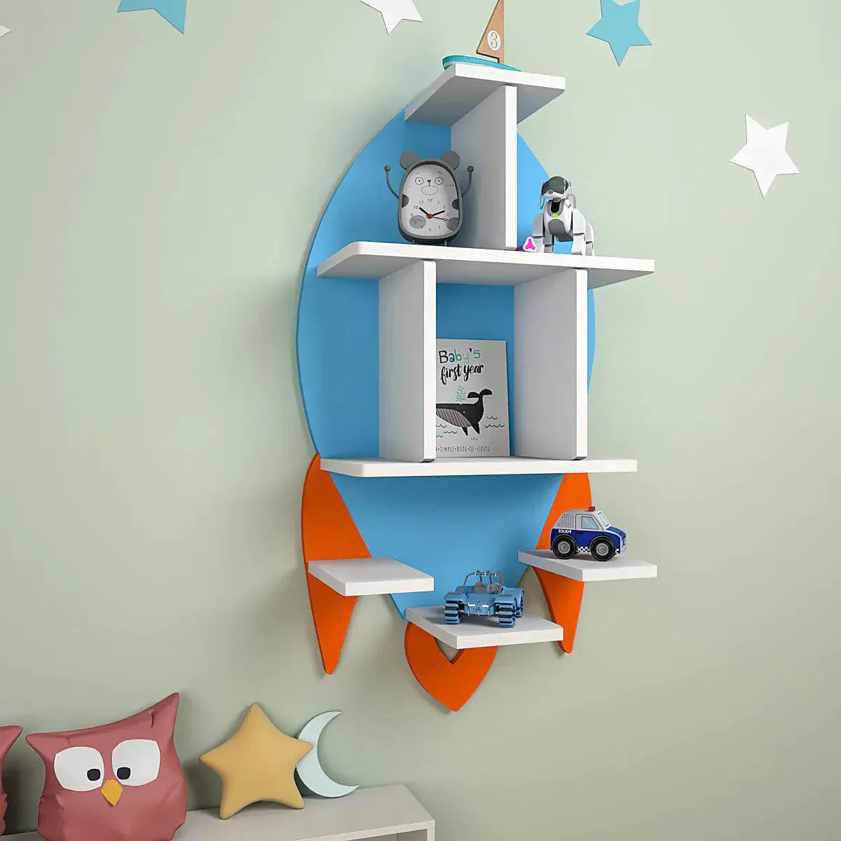Wooden Wall Storage Shelf for Kids