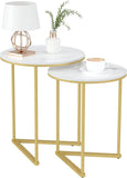  Round Shape Iron Stand Side Marble Table Set of 2 Home decor items list		