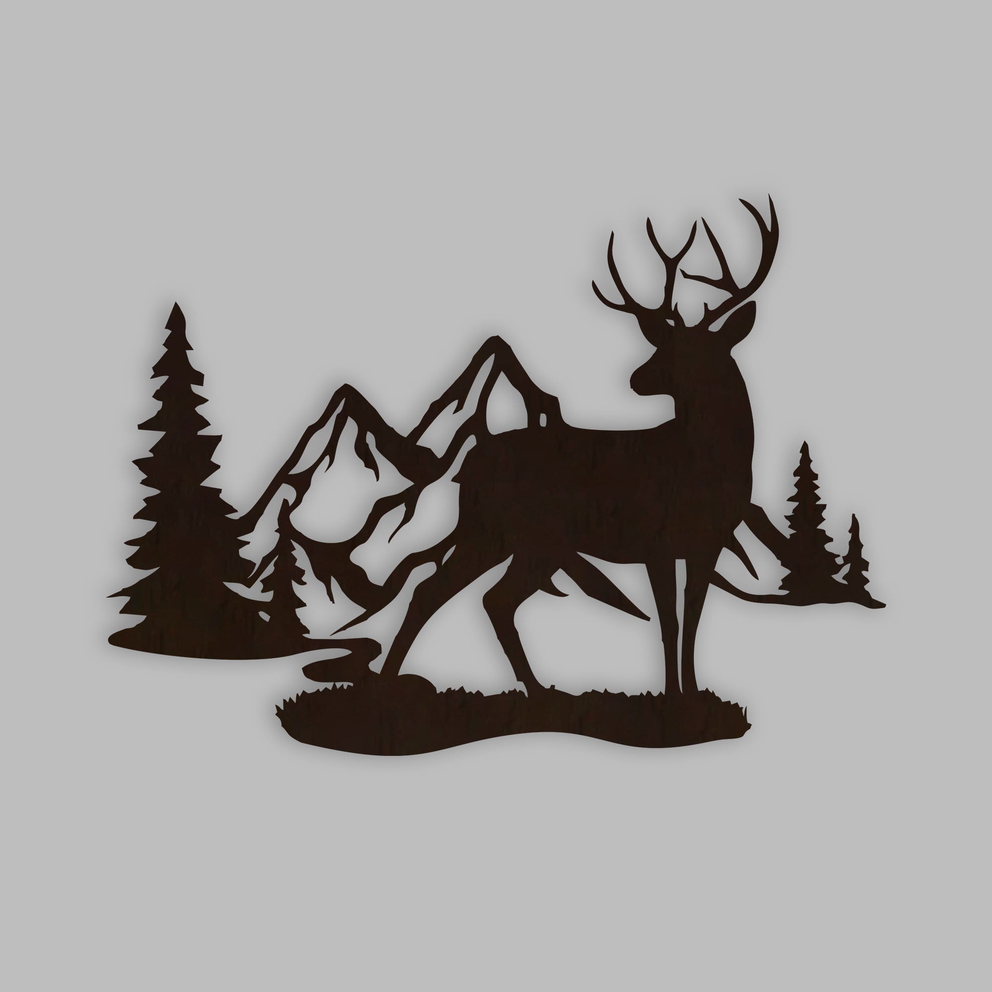 Deer Backlit Wooden Wall Decor with LED Night Light Walnut Finish