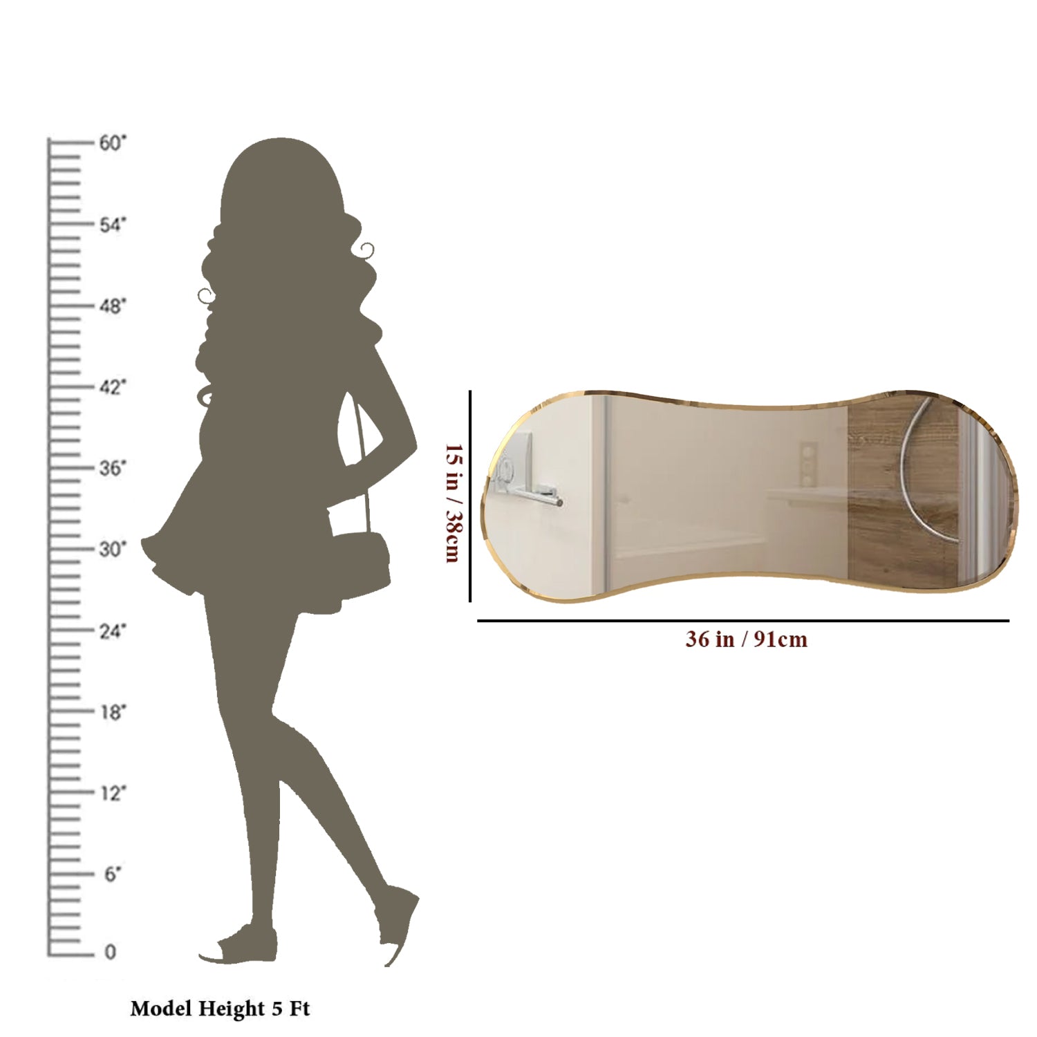 Beveled Asymmetrical Shape Bathroom Mirror