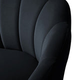 Shell Motif Luxury Design Black Velvet Chair