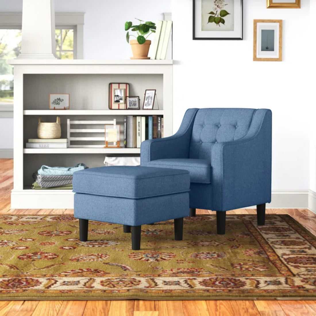 Tufted Comfy Accent Chair with Ottoman