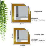 Design Wooden Wall Mirror With Gold Texture