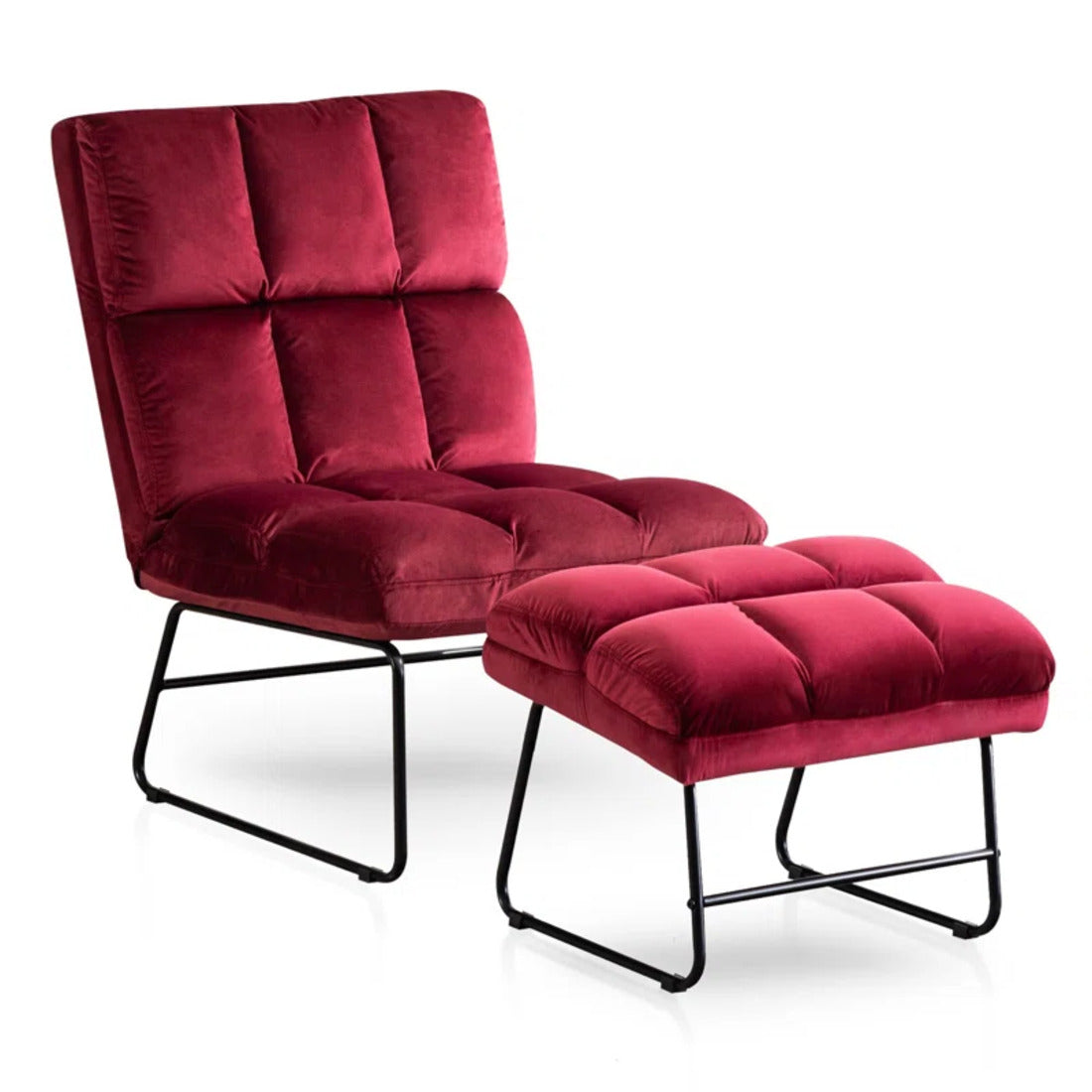 Premium Velvet Chair with Footrest