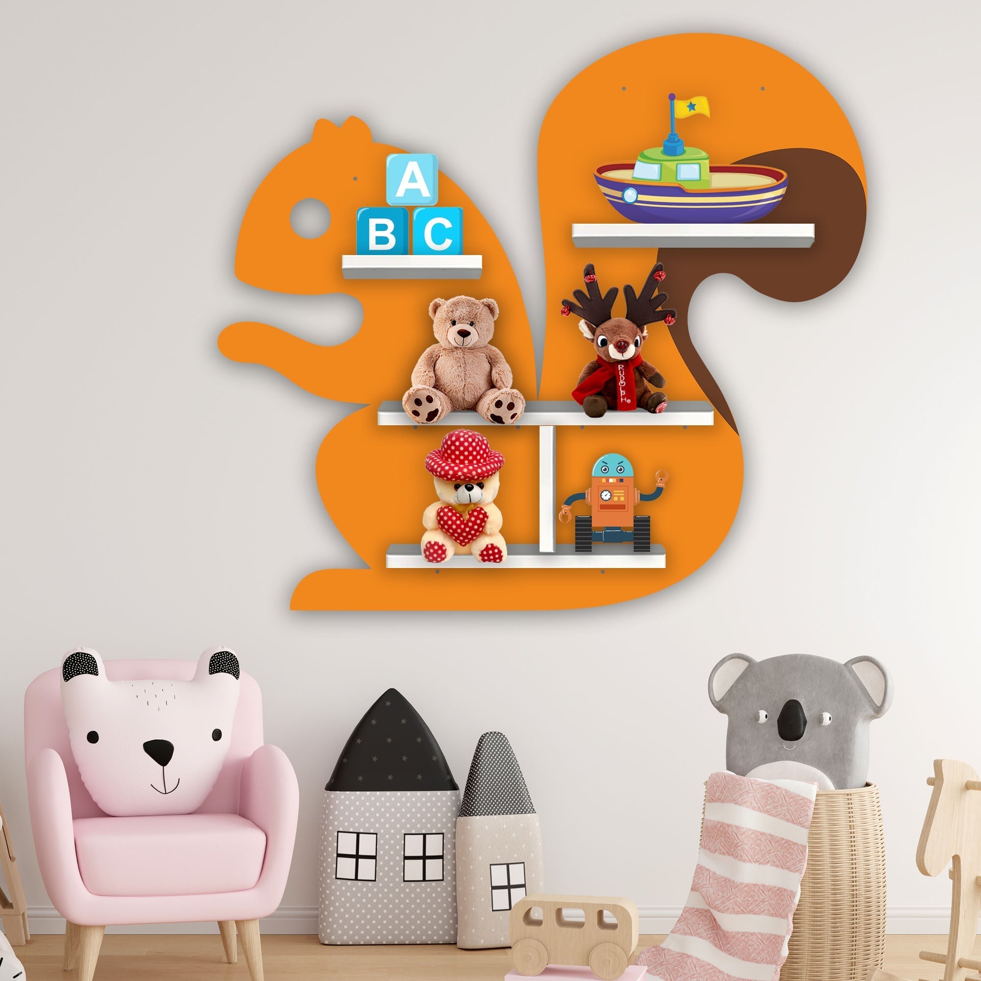 Wooden Wall Shelf LED Light Wall Shelf for Kids