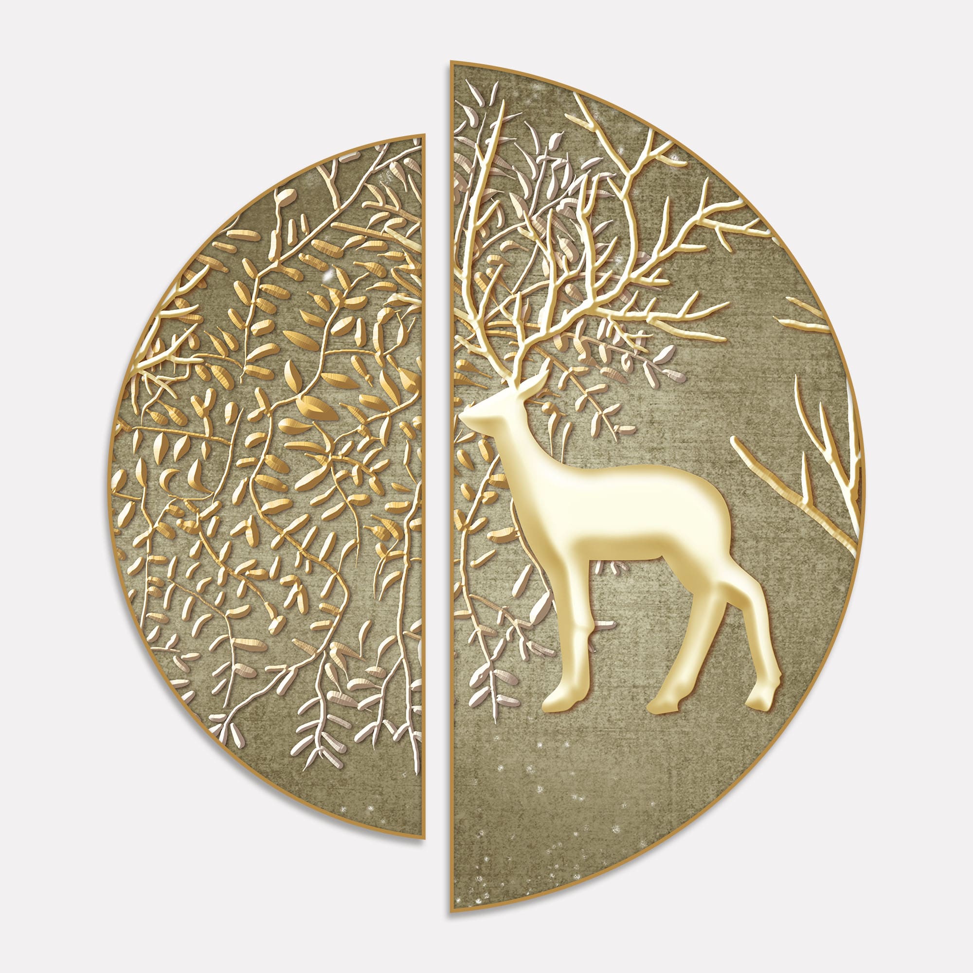 Deer in Forest Semi Circle Frames Set Of 2