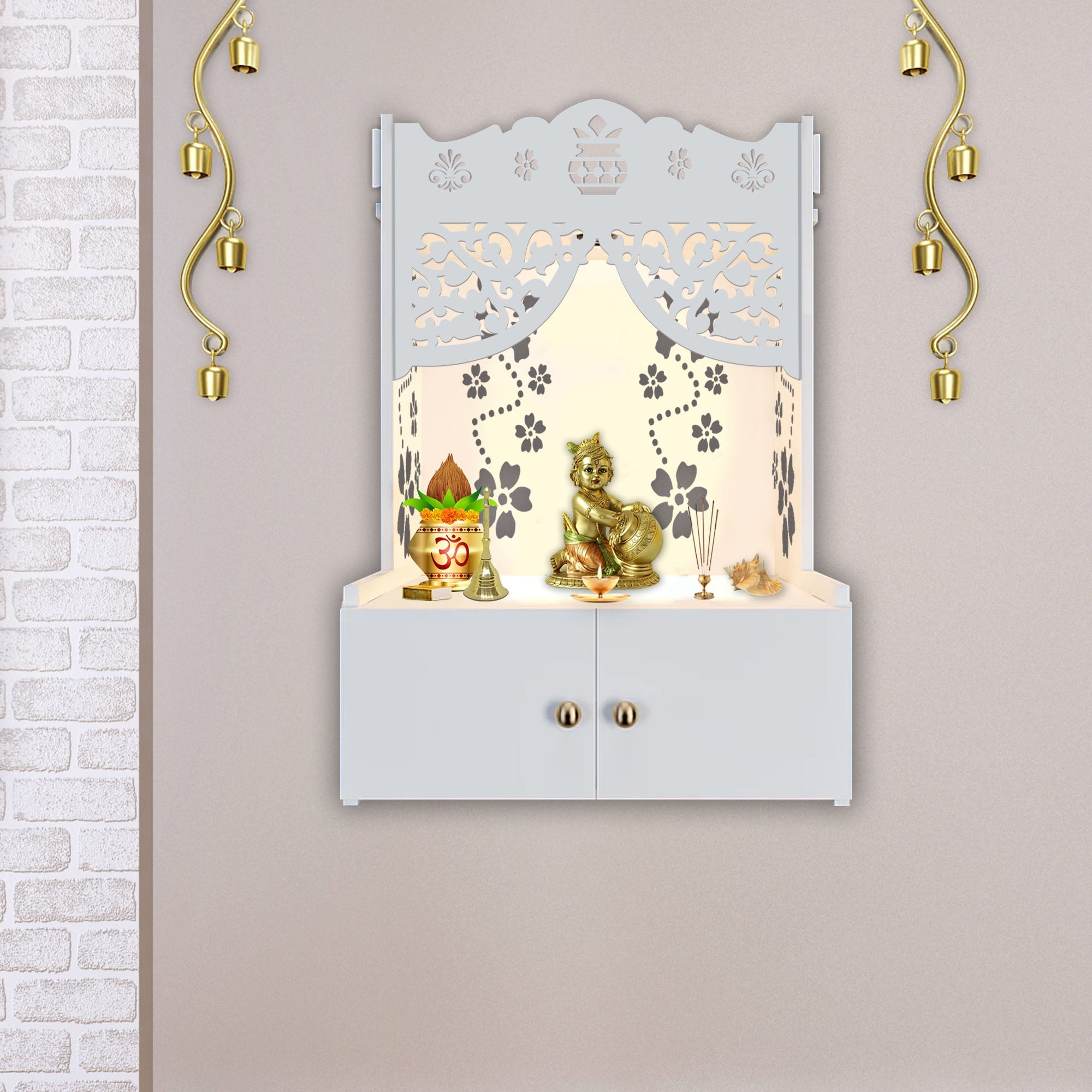 White Wooden Wall Temple for Home