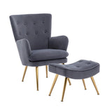 Premium Grey Lounge Chair with Ottoman