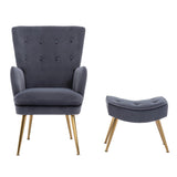 Grey Lounge Chair with Ottoman
