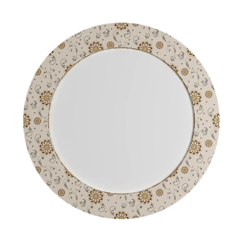 Floral Printed Round Wall Mirror
