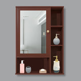 Aesthetic Wooden Bathroom Cabinet with 6 Spacious Shelves Finish Solid Brown