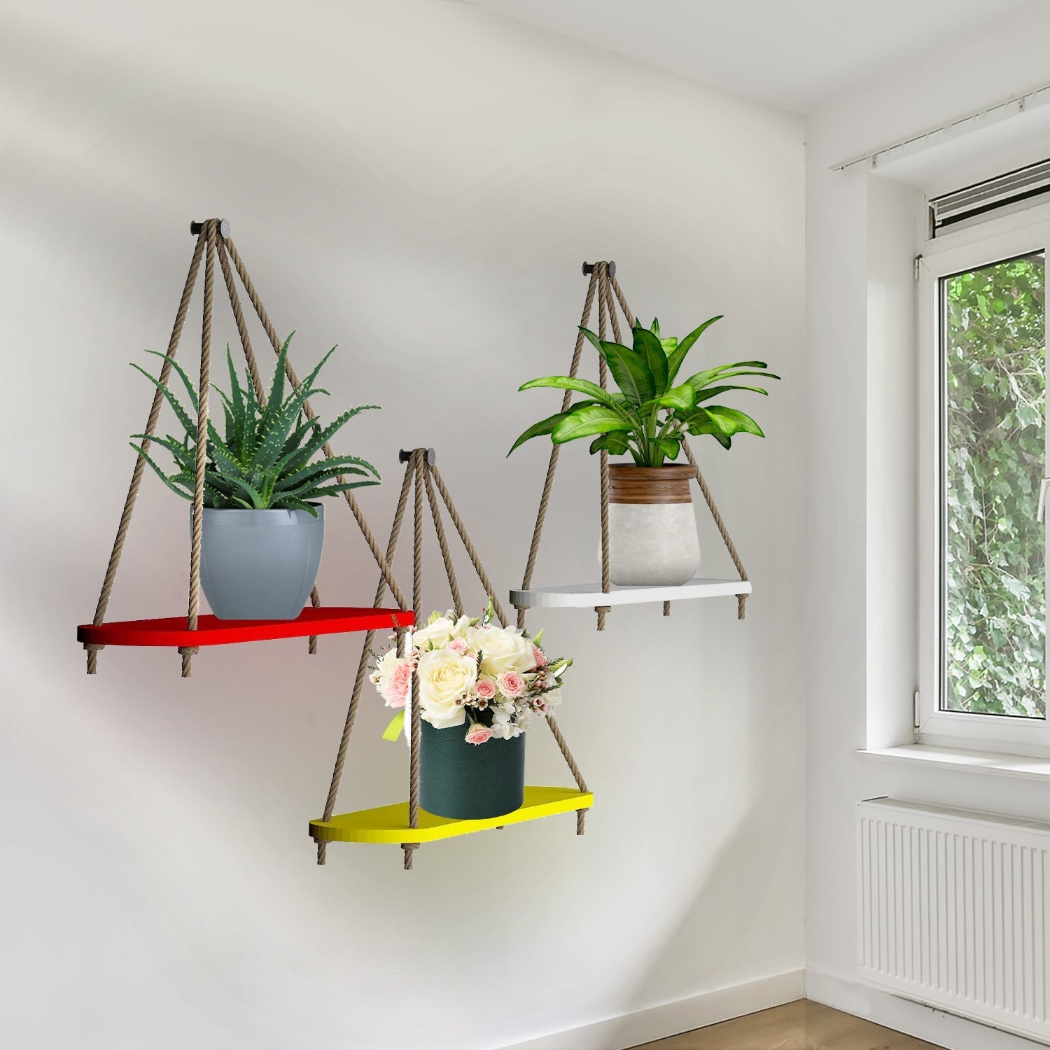Wooden Wall Hanging Planter Shelf