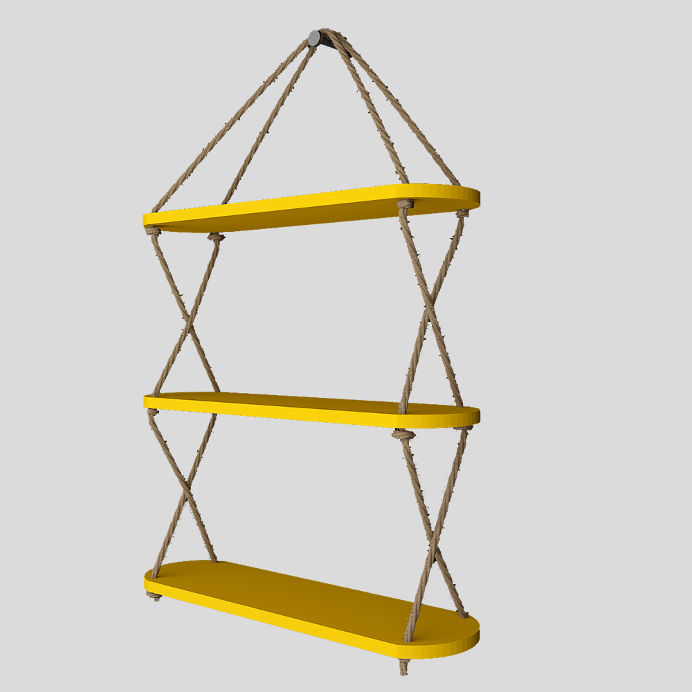 Planter Shelf, Cross Rope with Three Layer (Yellow Color)