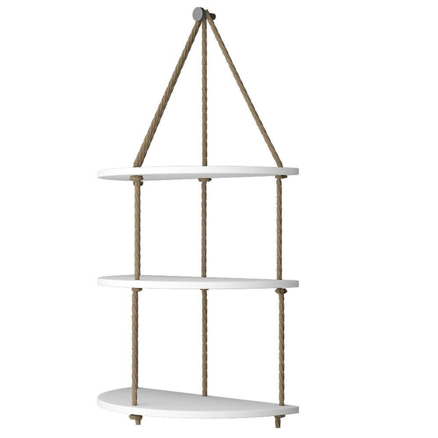 Planter Shelf with Rope Three Layers(White)