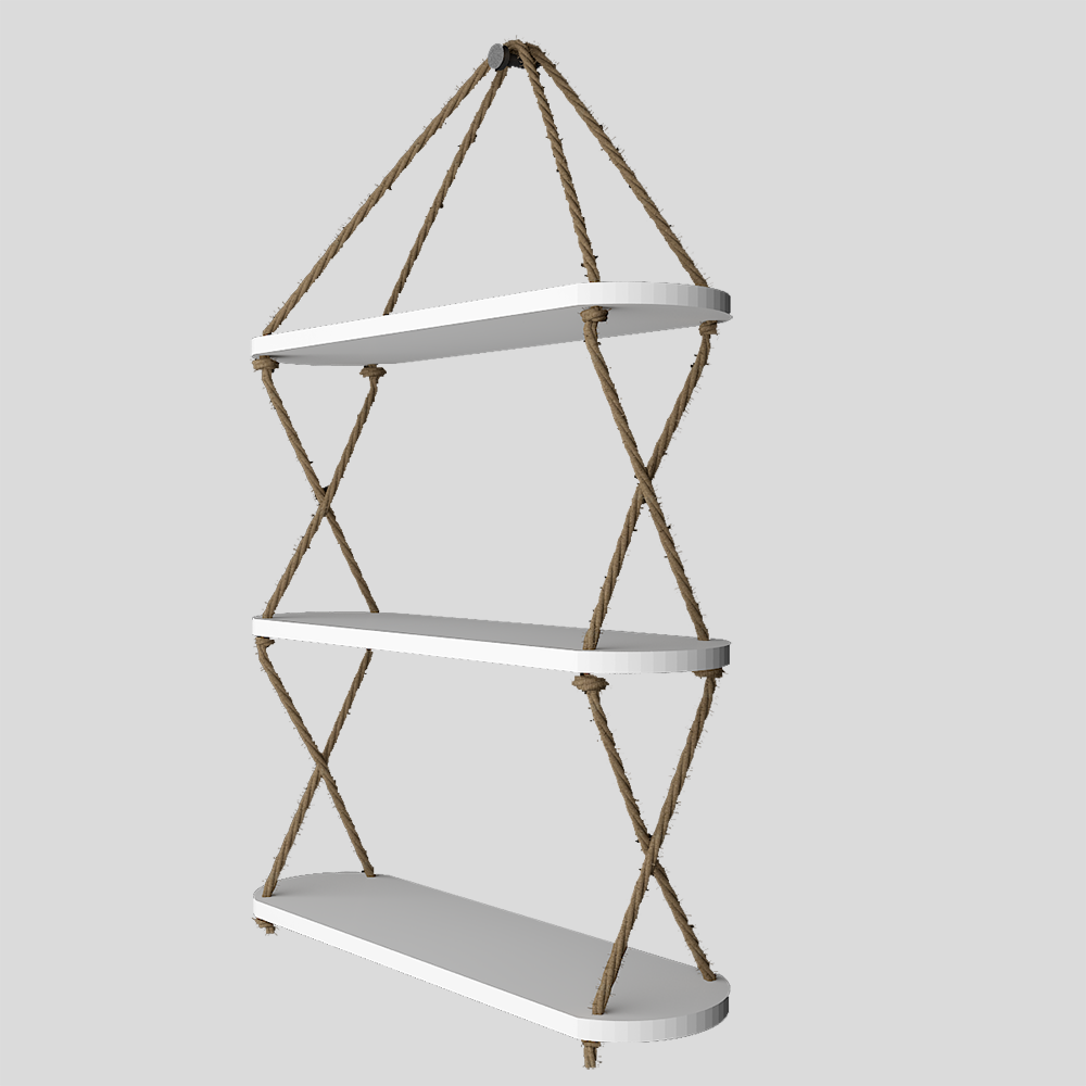 Planter Shelf, Cross Rope with Three Layer (White Color)
