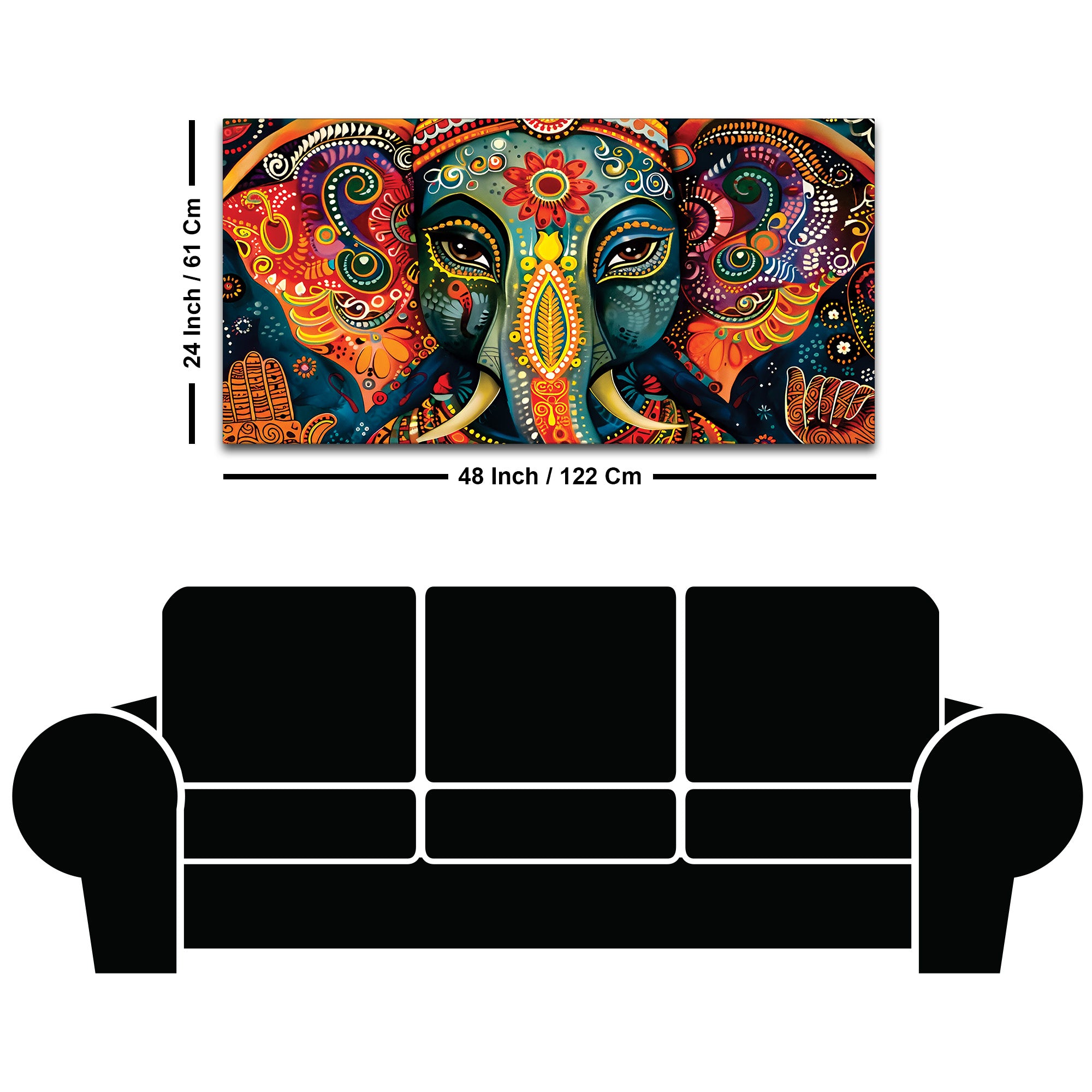 Vibrant Lord Ganesha Face Abstract Canvas Wall Painting for Home & Office – Modern Spiritual Wall Decor