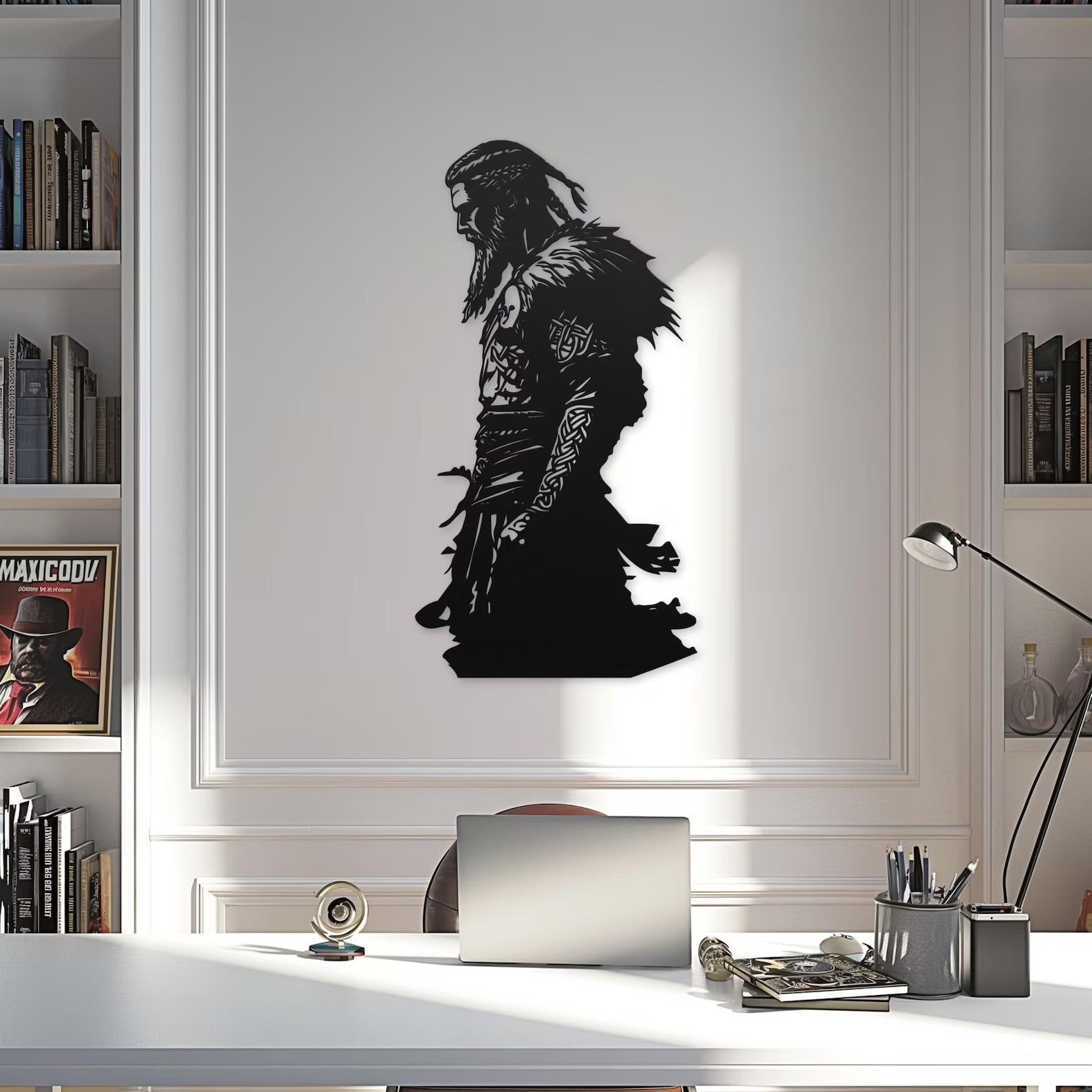 Viking Warrior Silhouette Metal Art Wall Decor