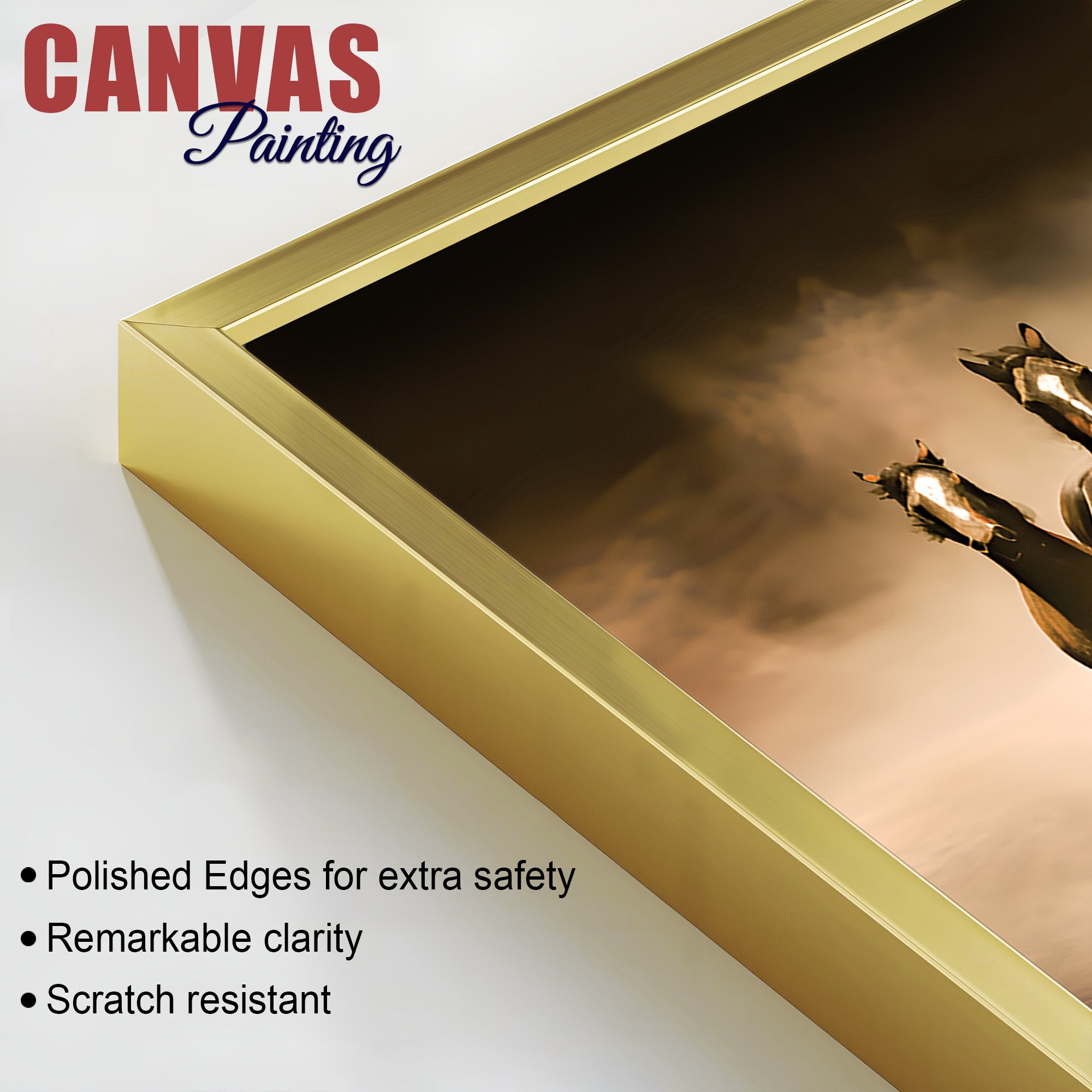 Vintage Scene of Seven Horses Canvas Wall Painting