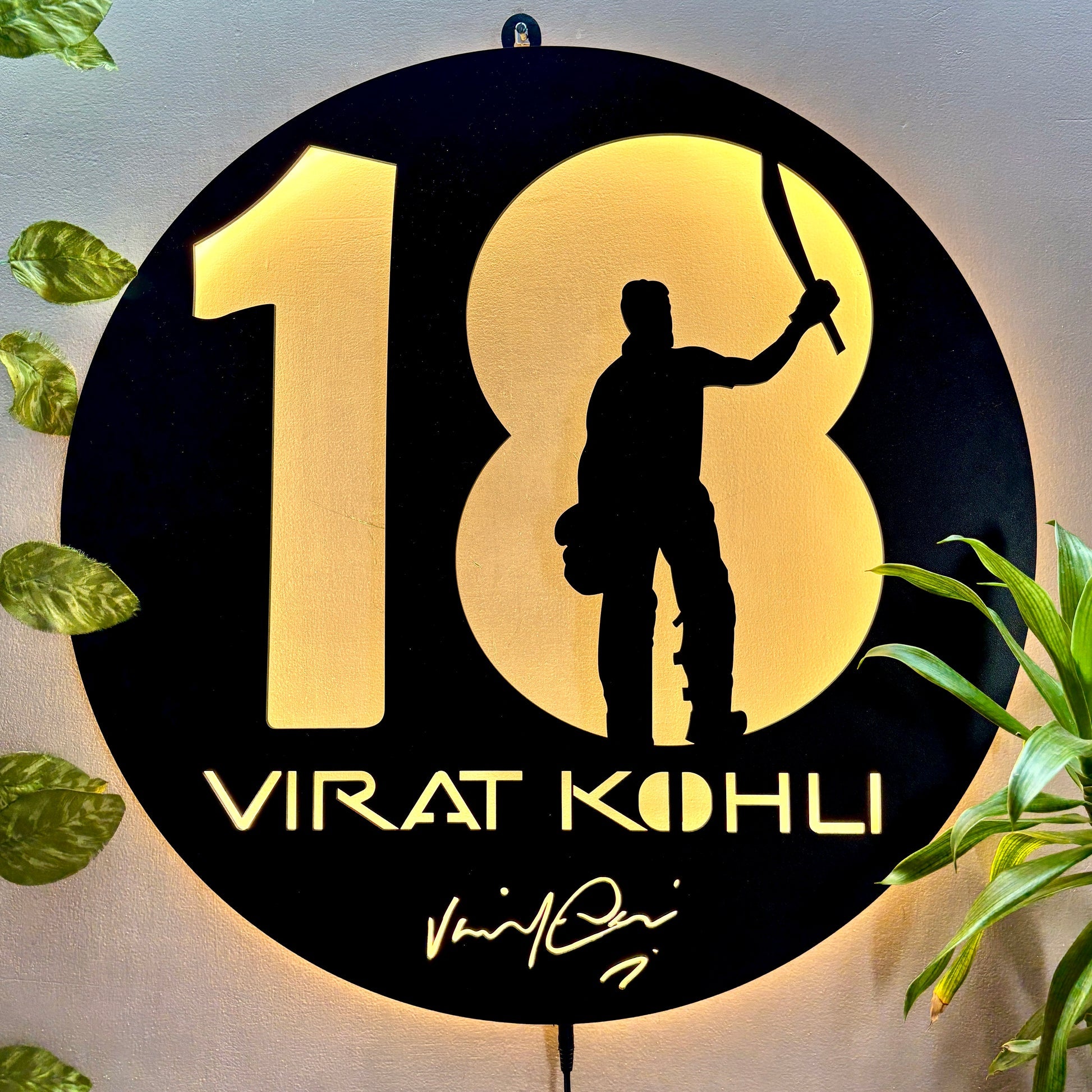 Virat Kohli 18 LED Wall Art Light for Cricket Fan Wall Decor