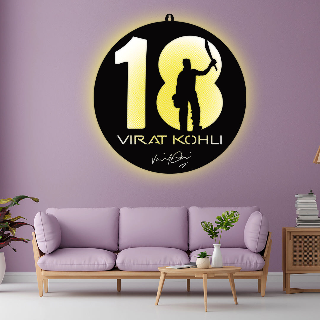 Virat Kohli 18 LED Wall Art Light for Cricket Fan Wall Decor