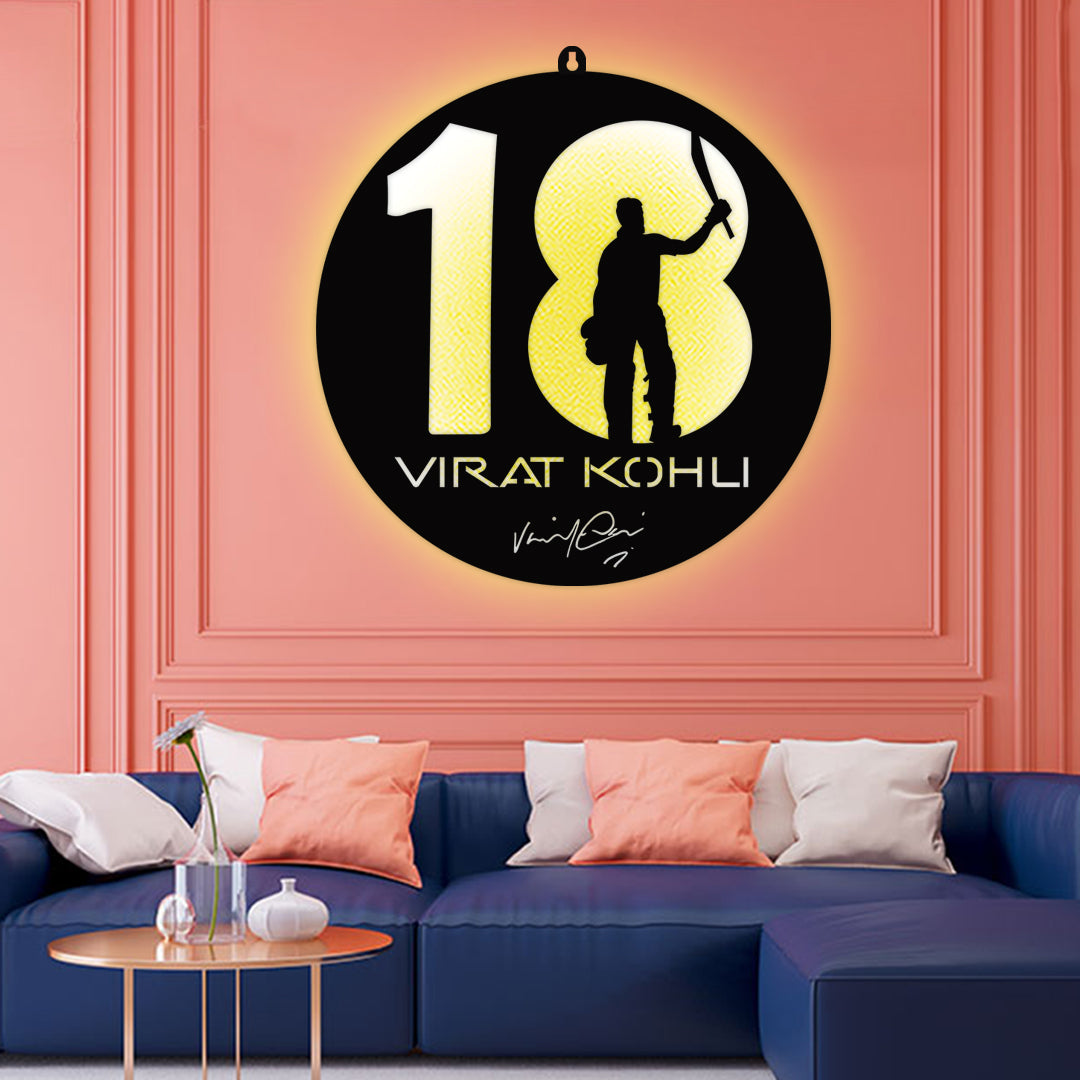 Virat Kohli 18 LED Wall Art Light for Cricket Fan Wall Decor