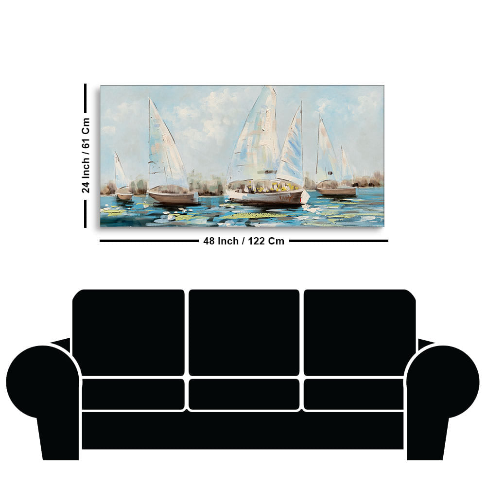 Watercolor Painting of Sailing Boats Canvas Wall Painting