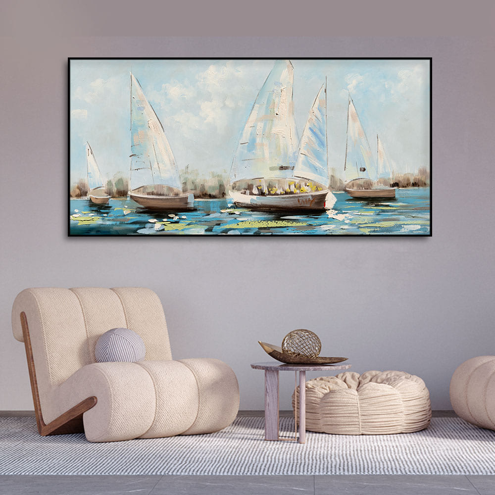 Watercolor Painting of Sailing Boats Canvas Wall Painting