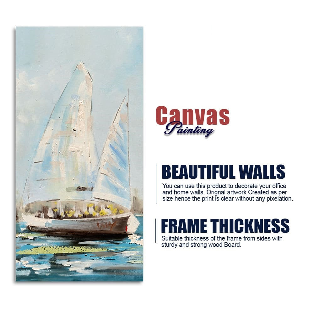 Watercolor Painting of Sailing Boats Premium Canvas Wall Painting